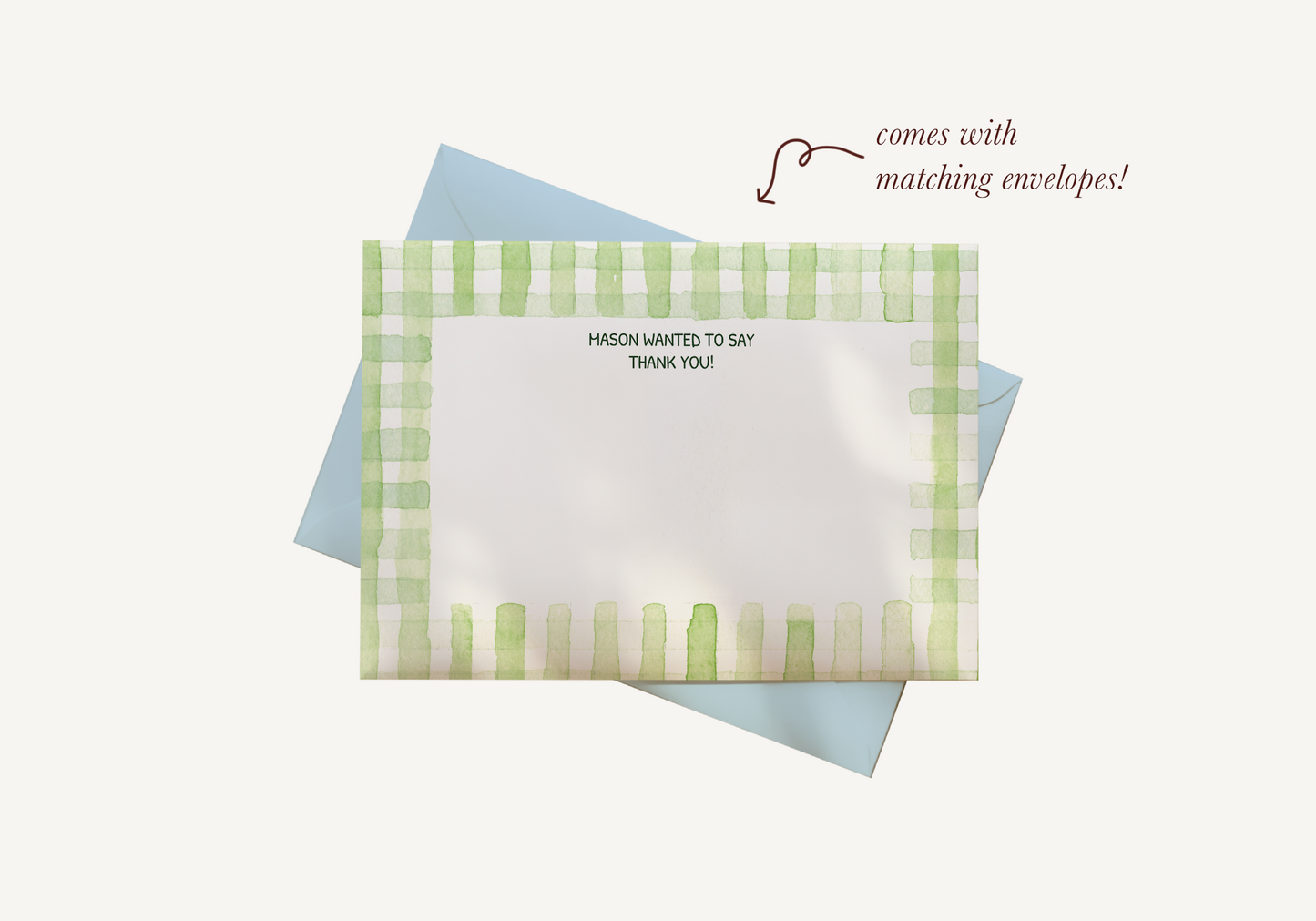 The Green Gingham Stationery Set