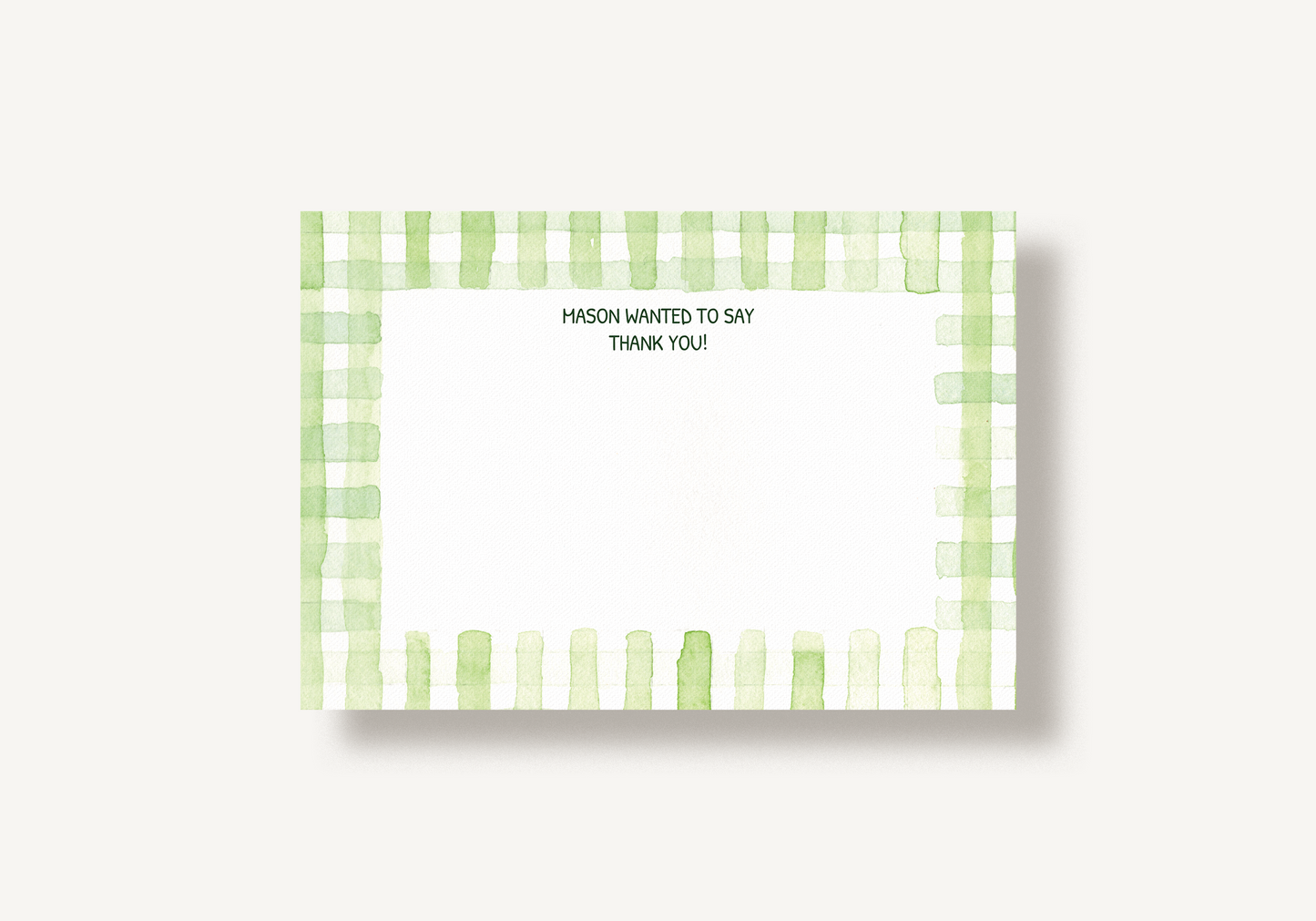 The Green Gingham Stationery Set