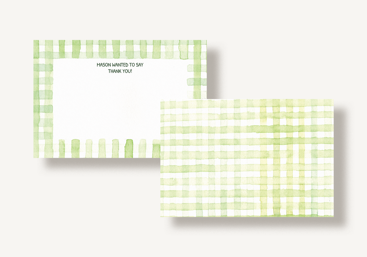 The Green Gingham Stationery Set